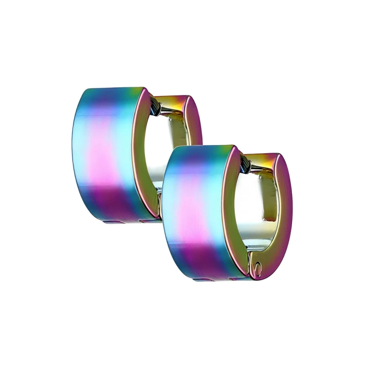 Kółka huggie w kolorach benzyny ze stali 5 x 11 mm - profil kwadratowy .jpg