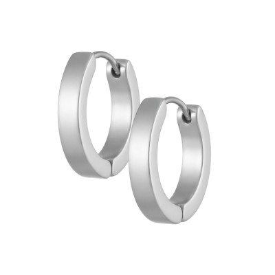 Kółka huggie srebrne matowe ze stali 3 x 14 mm - profil kwadratowy
