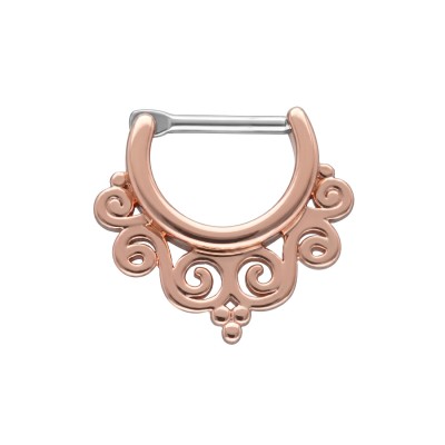 Ornamentowy kolczyk do septum z ze stali 316L w kolorze różowego złota