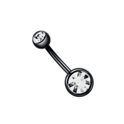 Czarny kolczyk do pępka ze Stali 316L z cyrkoniami Crystal.jpg