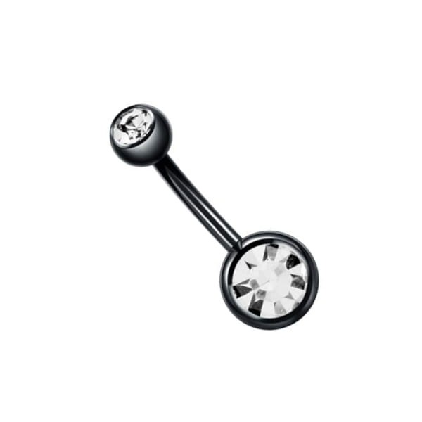 Czarny kolczyk do pępka ze Stali 316L z cyrkoniami Crystal.jpg