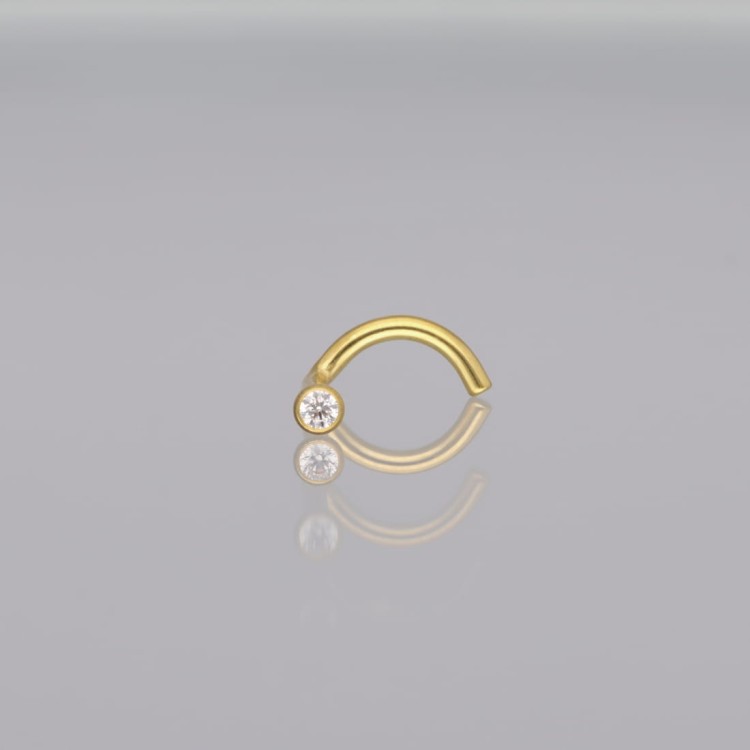 Złoty nostril haczyk z cyrkonią Crystal z Tytanu G23.jpg