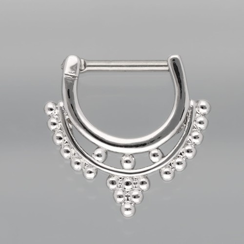 Tytanowy kolczyk do septum typu clicker z ozdobnymi kuleczkami