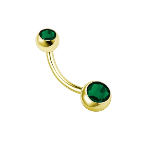 Złoty kolczyk do pępka ze Stali 316L ze szmaragdowymi cyrkoniami.jpg