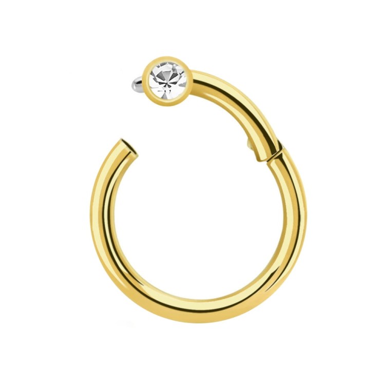 Złoty tytanowy clicker z cyrkonią crystal