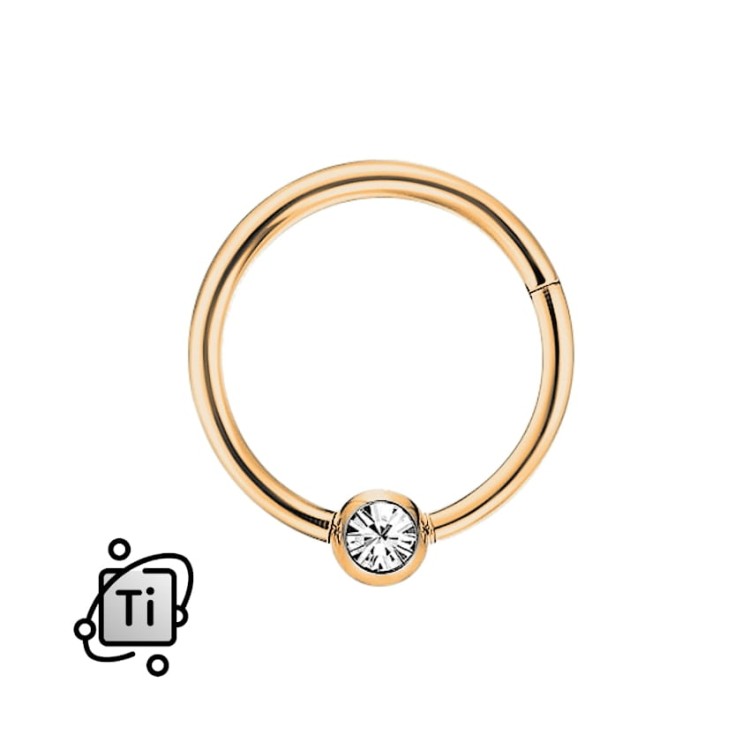 Tytanowy clicker rose gold z cyrkonią crystal