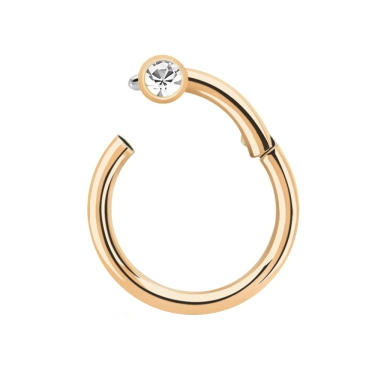 Tytanowy clicker rose gold z cyrkonią crystal