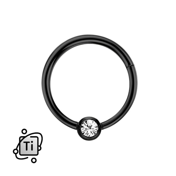 Czarny tytanowy clicker z cyrkonią crystal