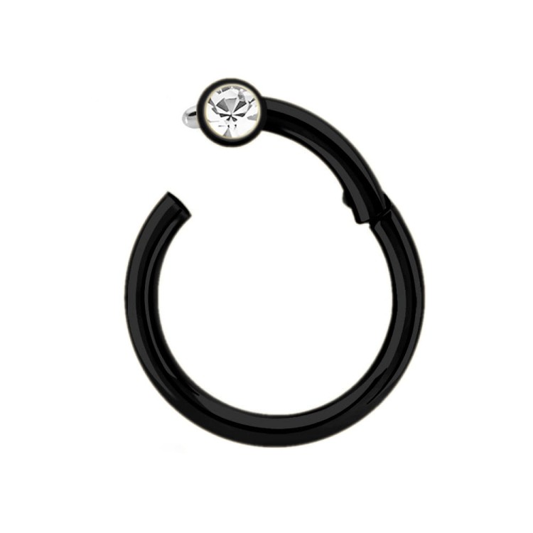 Czarny tytanowy clicker z cyrkonią crystal