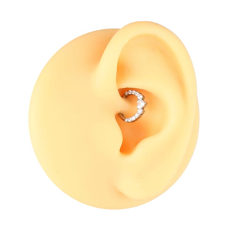 Tytanowy clicker z serduszkiem i cyrkoniami Crystal