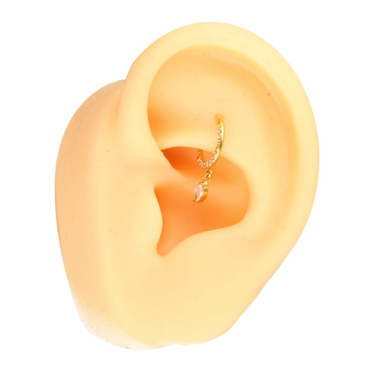 Złoty clicker tytanowy z wiszącą cyrkonią