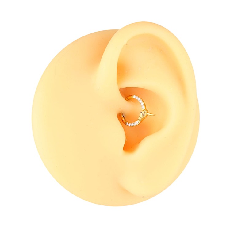 Złoty tytanowy clicker z cyrkoniami i motywem węża